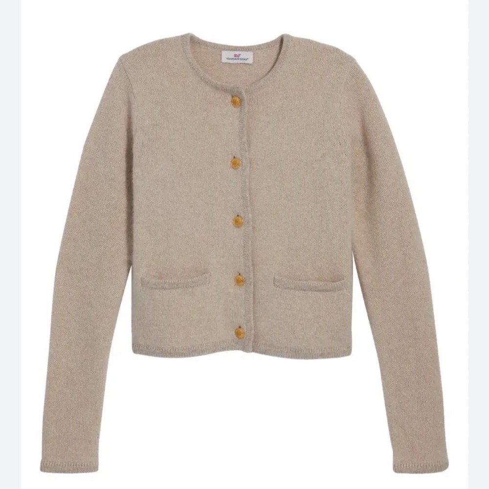 Vineyard Vines Women's Beige Merino‎ Wool Blend Cardigan Sweater Large Luxury